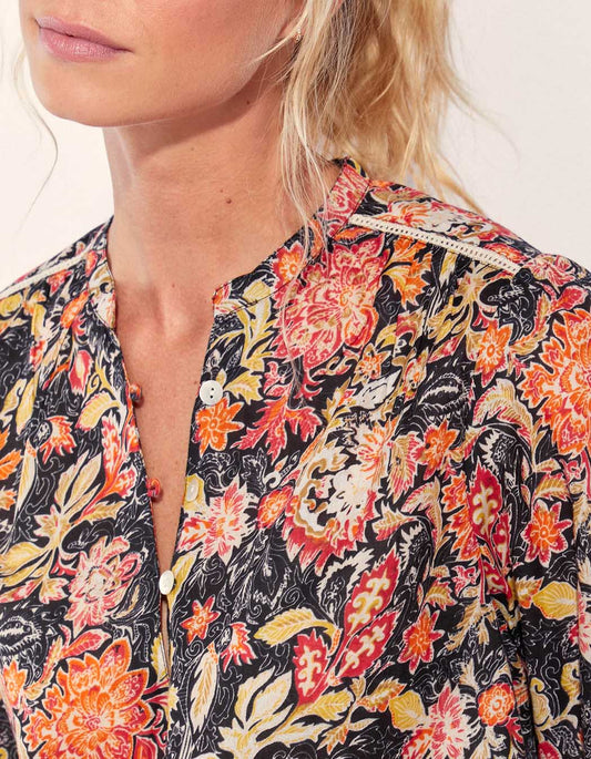 Blouse imprimée coton bio col tunisien RENATA