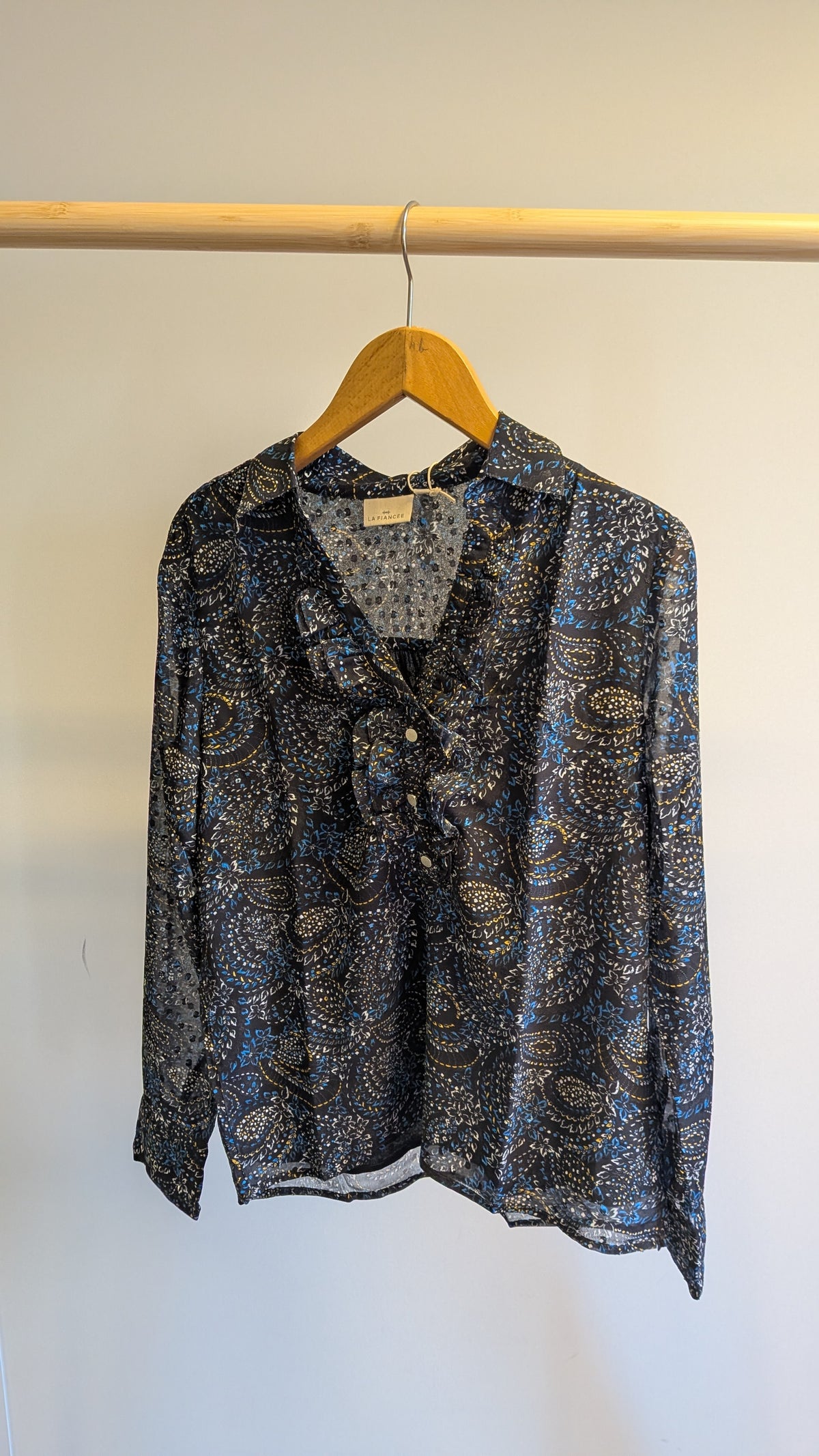 Blouse fluide imprimée col volanté KATI