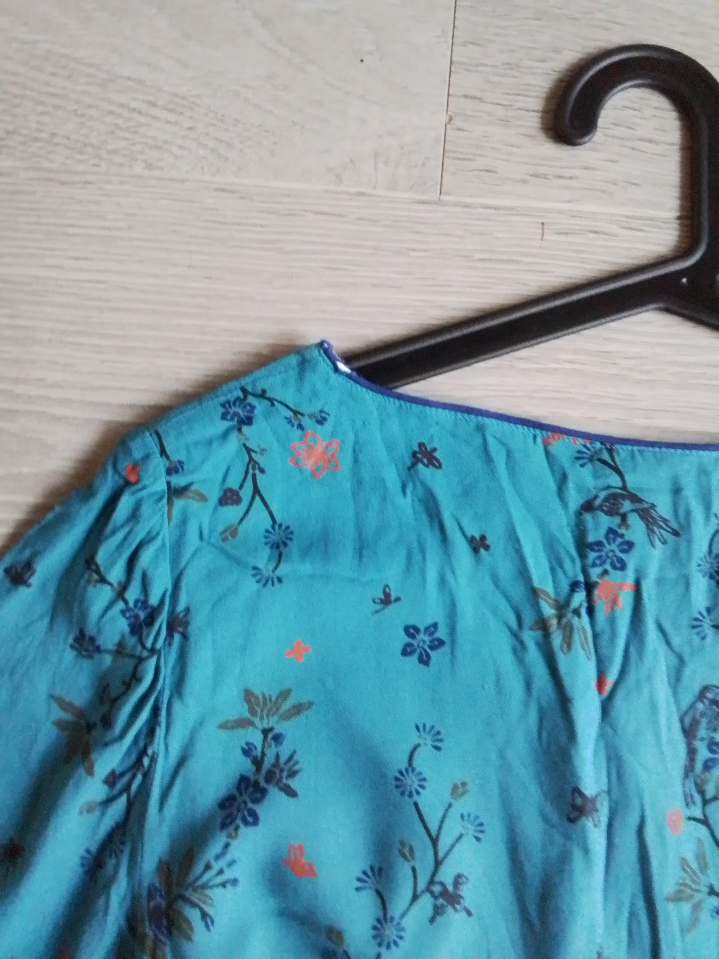 Robe coton ceinturée bleu canard