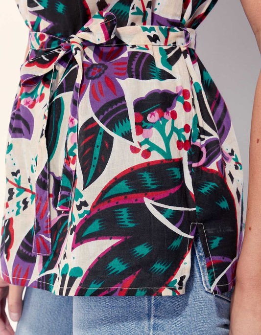 Blouse imprimée sans manche coton bio ARCELIO