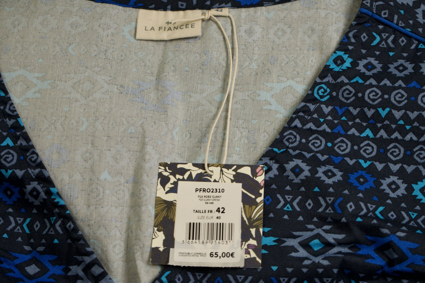 Robe coton imprimé col V sans manche OJANY