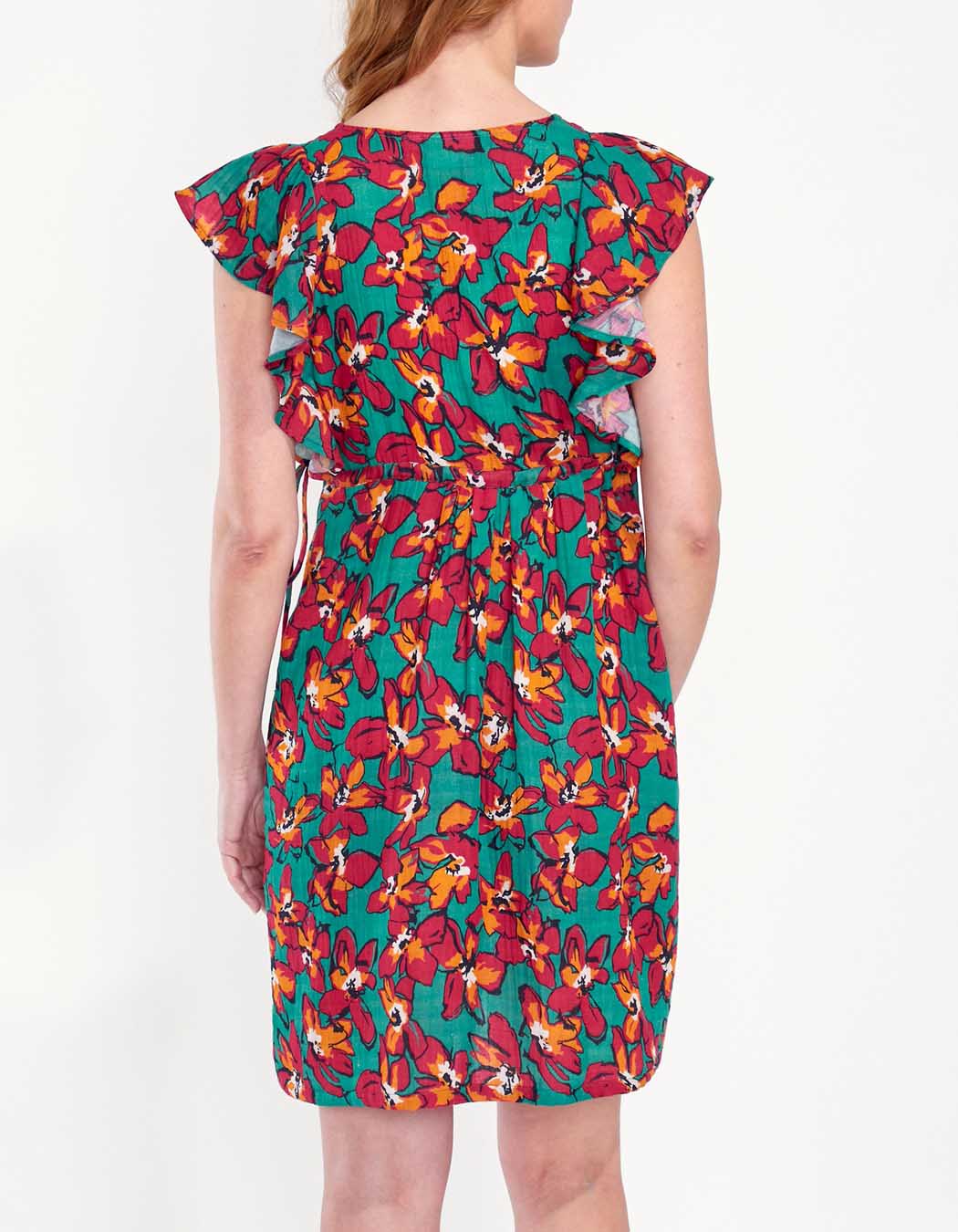 Robe courte volants gaze de coton ORUDA