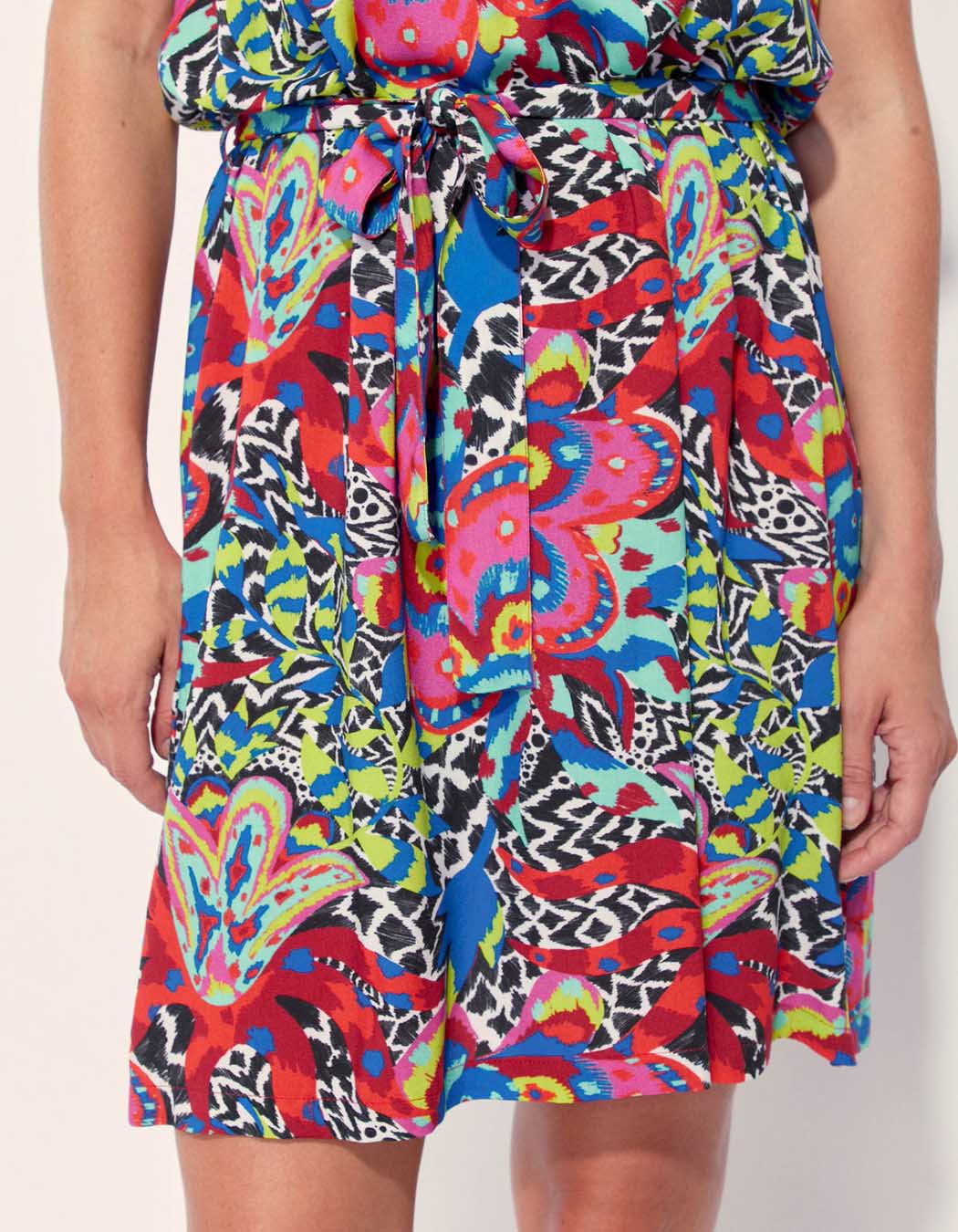 Robe droite imprimée ceinturée Ecovero TERESA