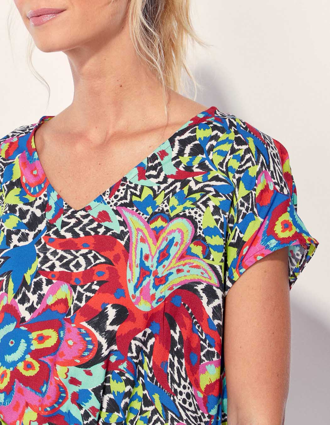Robe droite imprimée ceinturée Ecovero TERESA