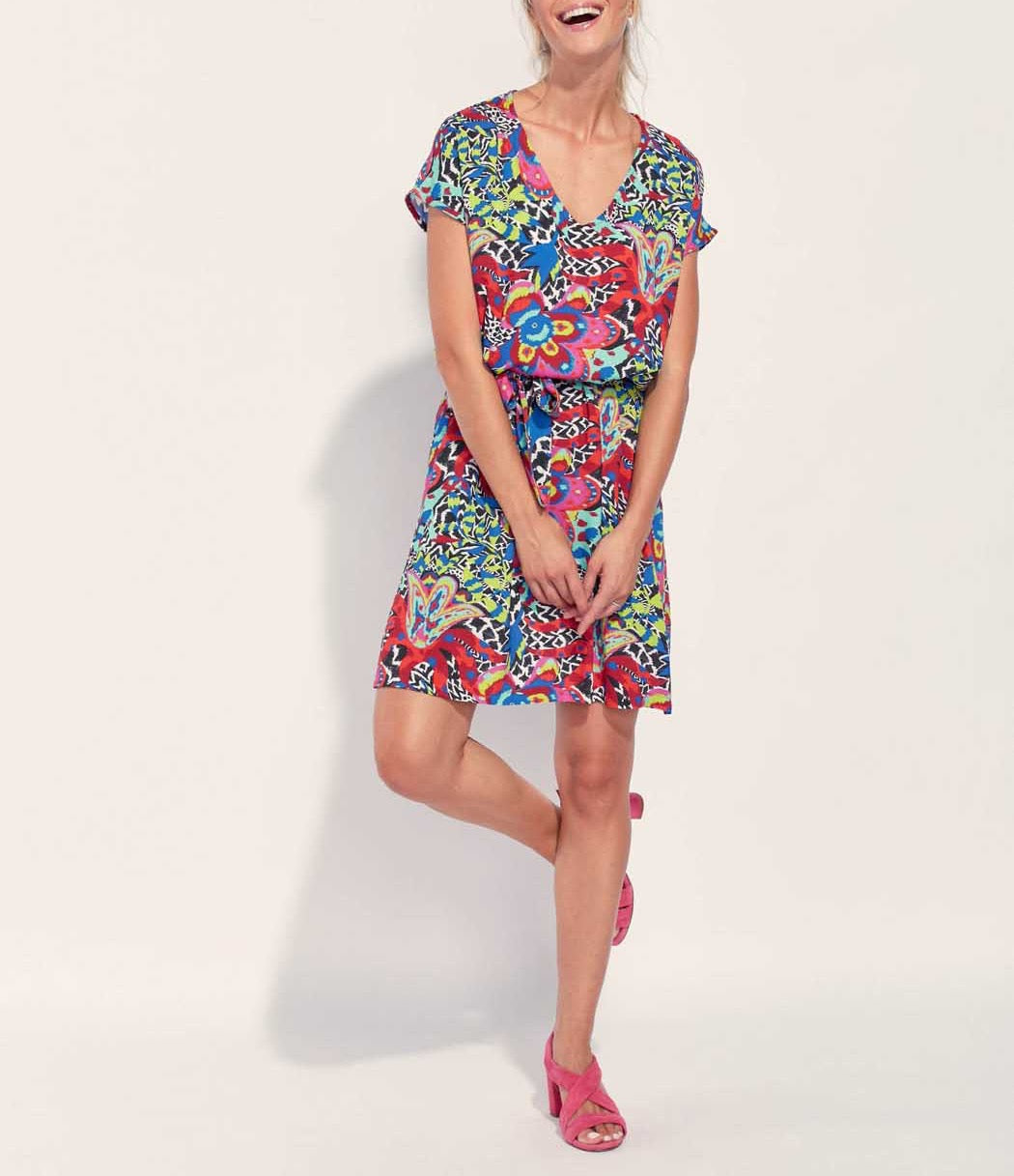 Robe droite imprimée ceinturée Ecovero TERESA