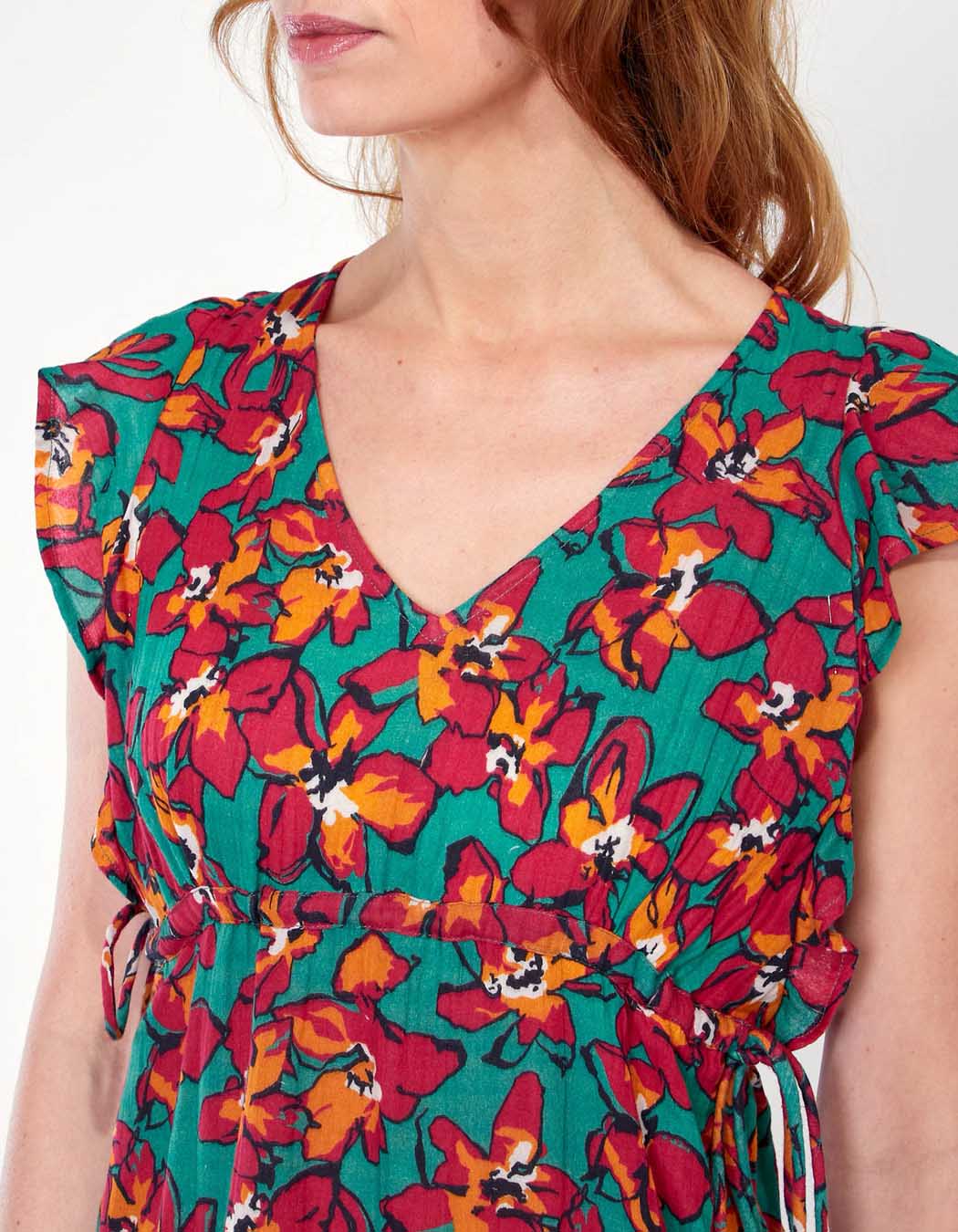 Robe courte volants gaze de coton ORUDA