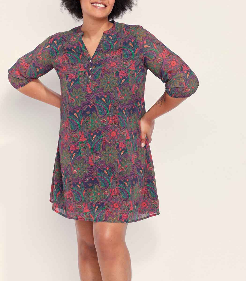 Robe imprimée évasée doublée AKALIA