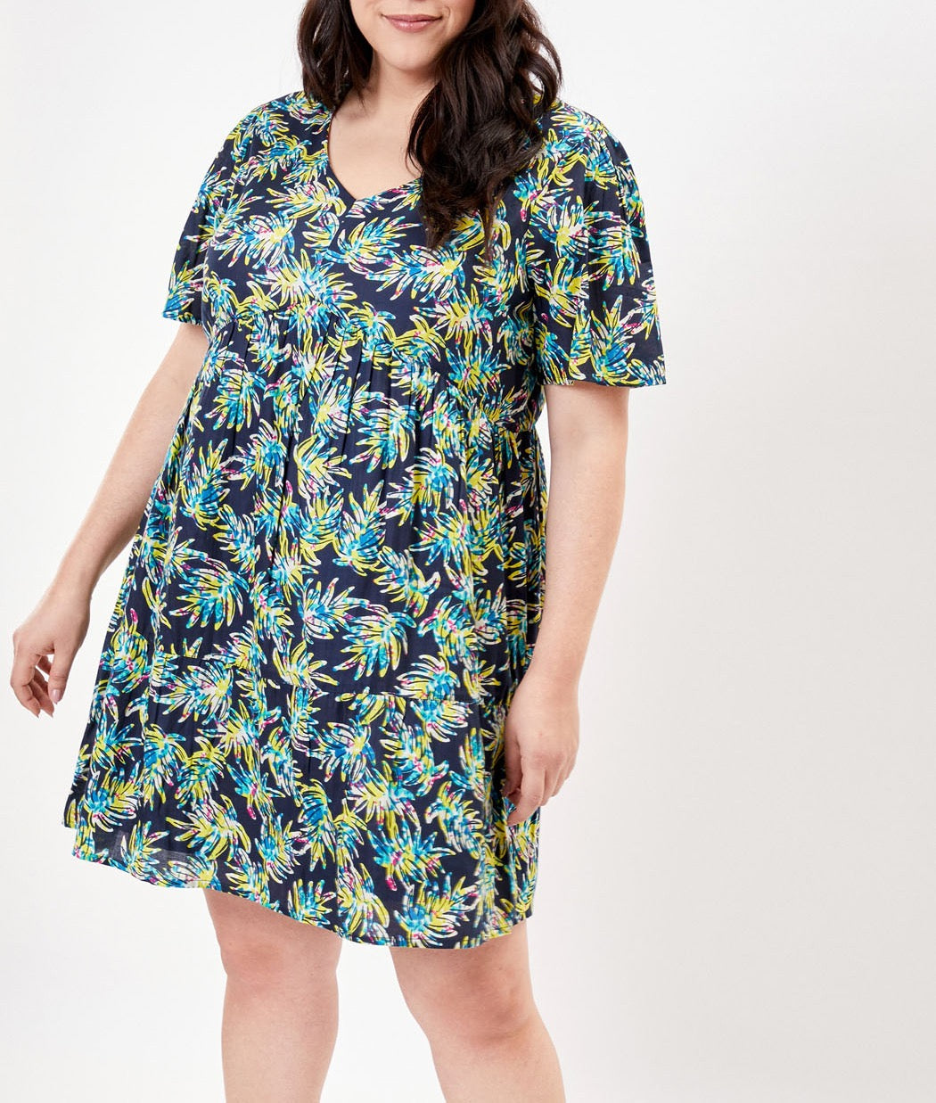 Robe coton bio évasée à volants NUSANE