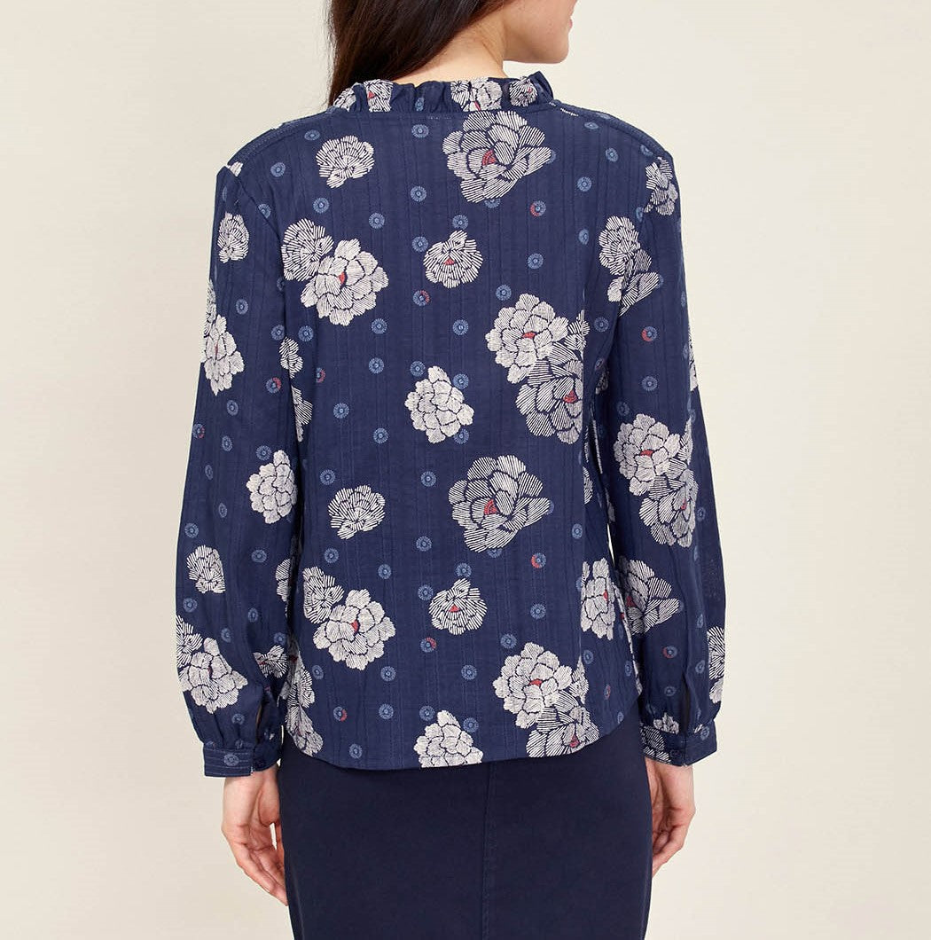 Blouse imprimée coton bio col volanté NAMCHA
