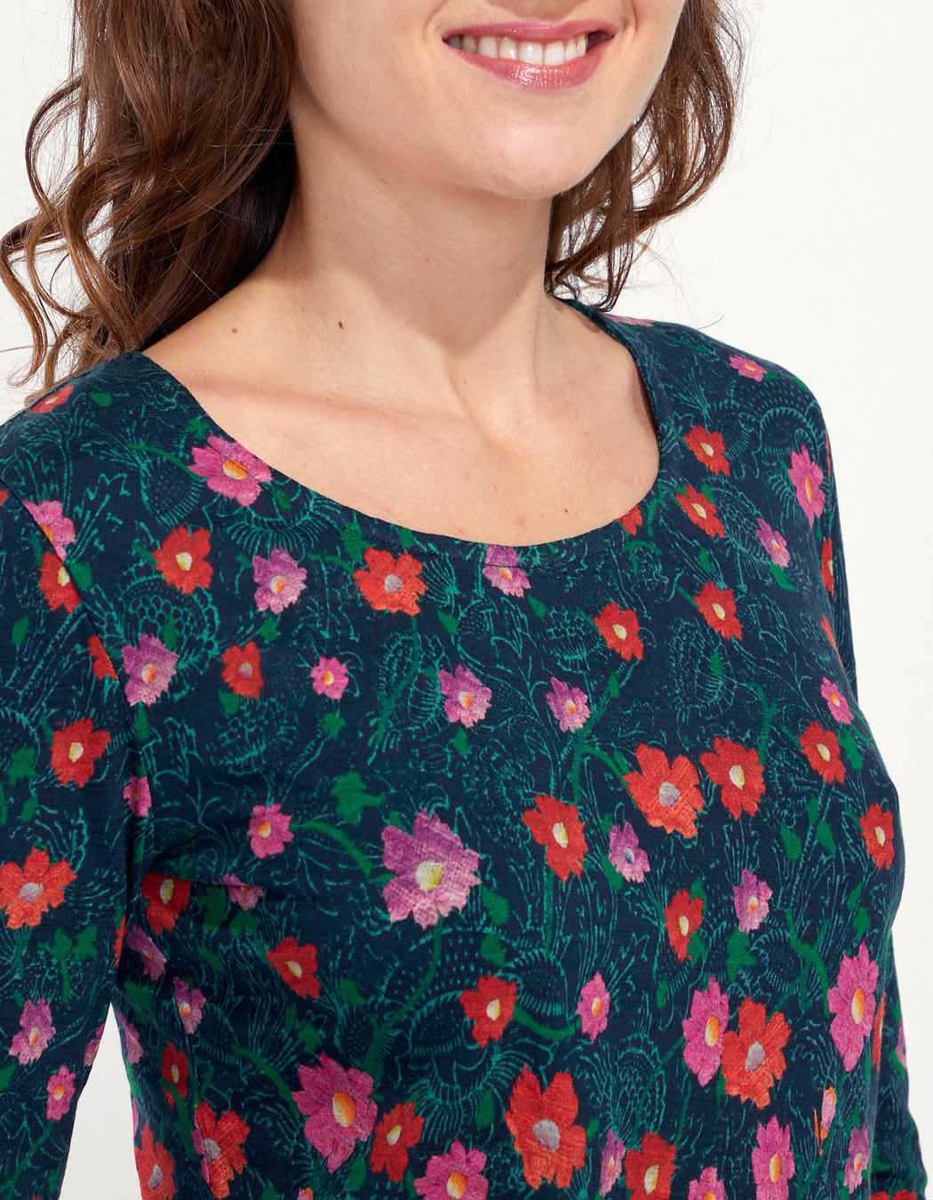 T-shirt evasé coton flammé imprimé KANPUR