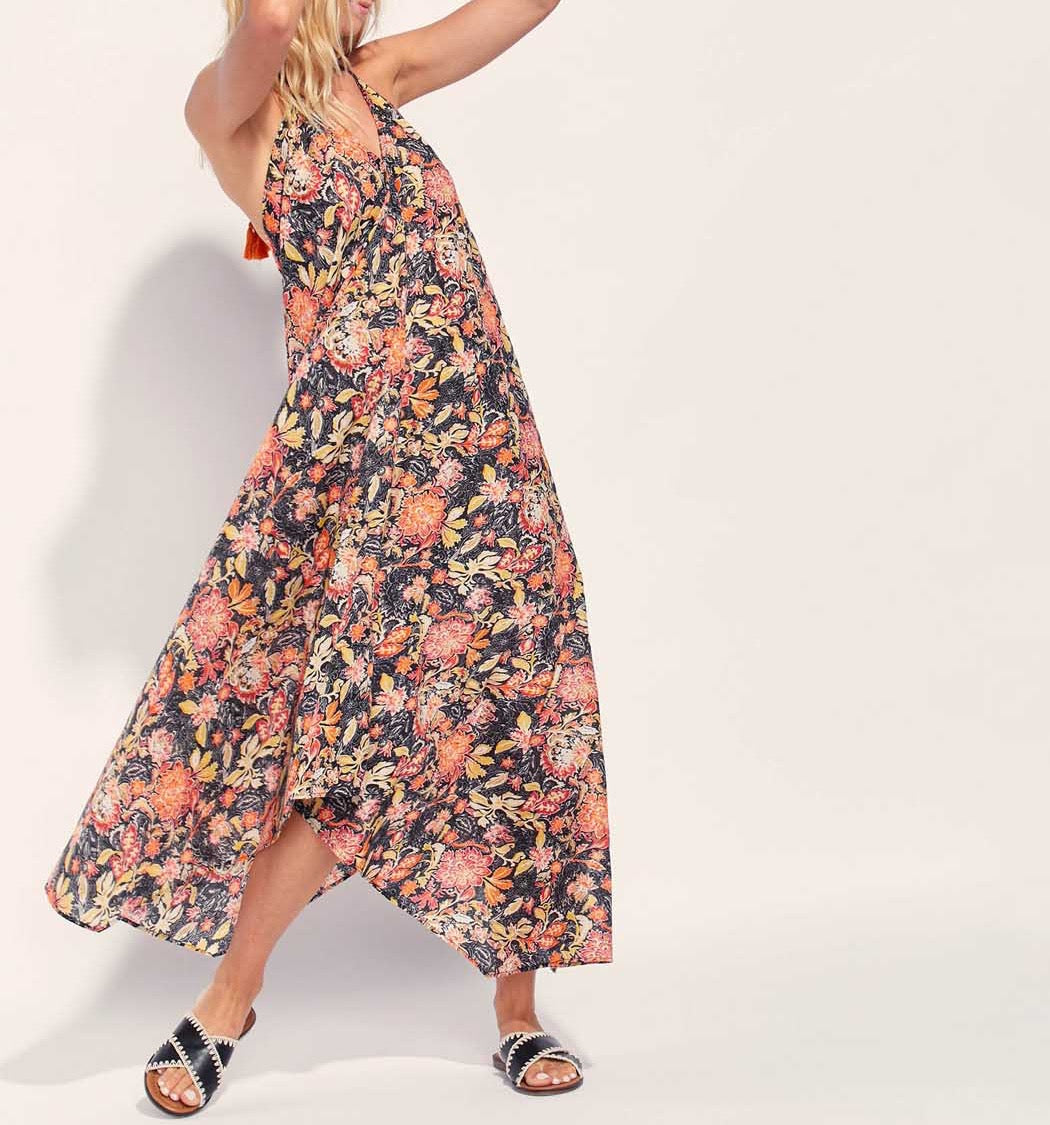 Robe longue imprimée d'été coton bio DIENG