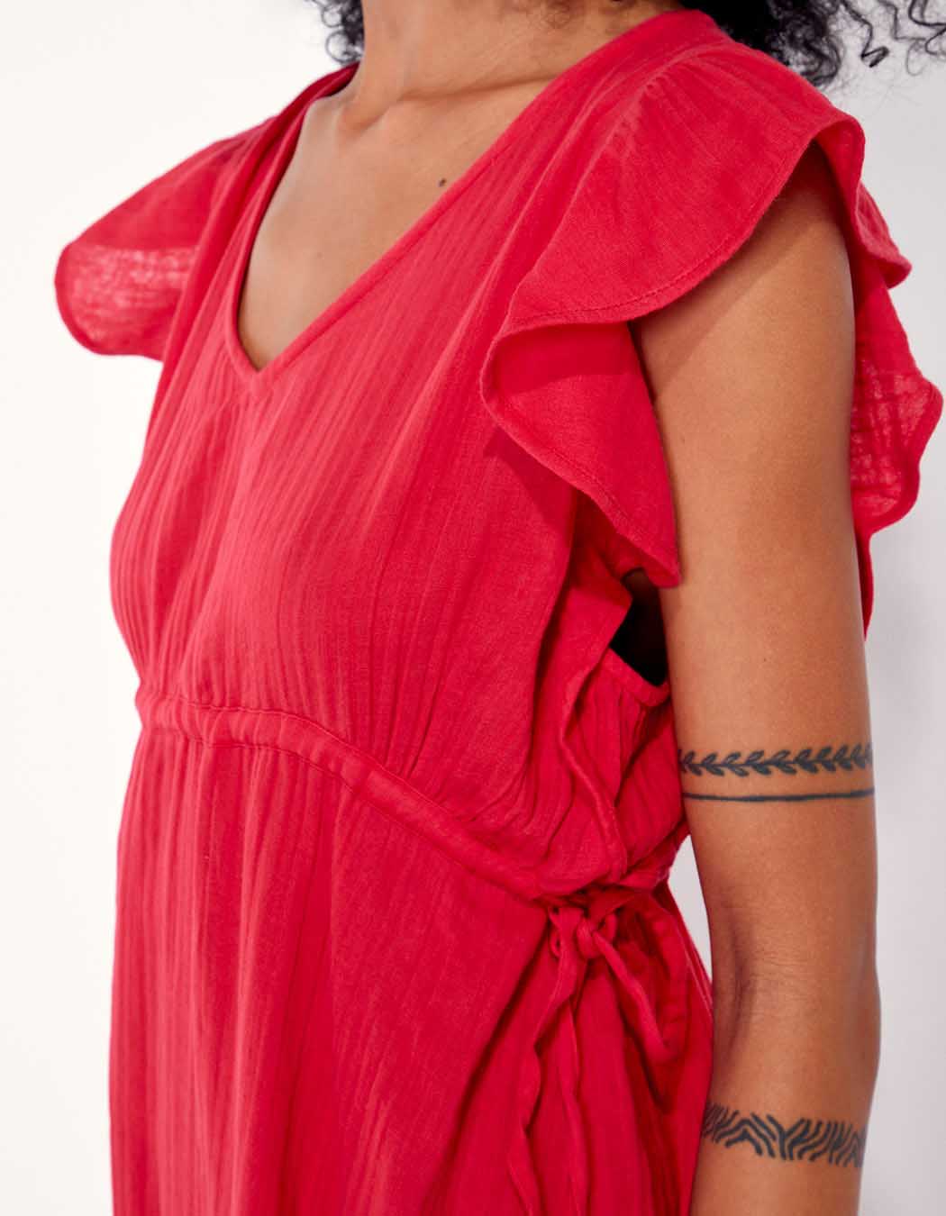 Robe courte volants gaze de coton ORUDA