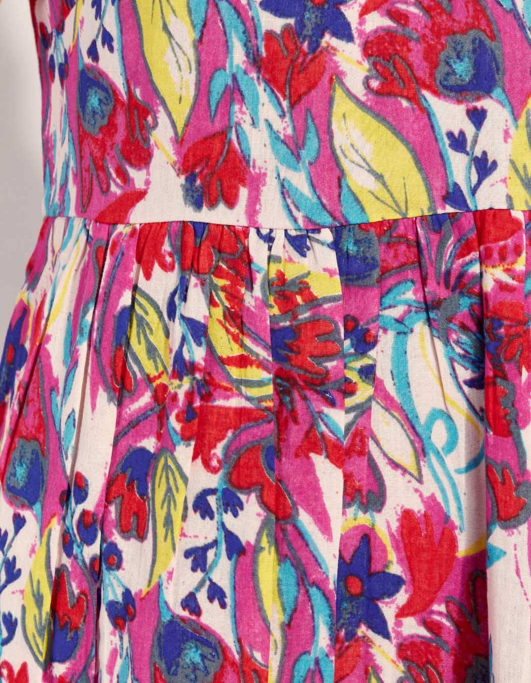 Robe évasée imprimée gaze de coton XIABO