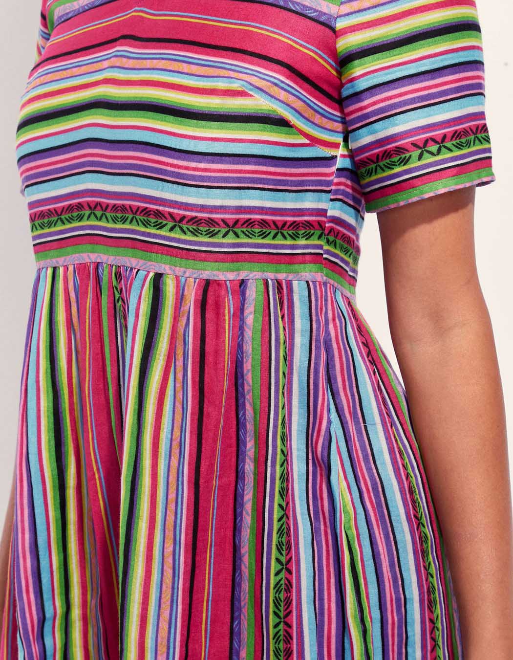 Robe évasée imprimée gaze de coton XIABO