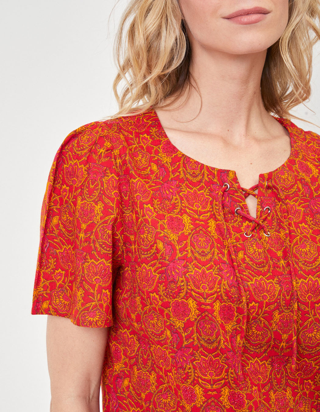 Top col tunisien lacé coton bio TOUMAS