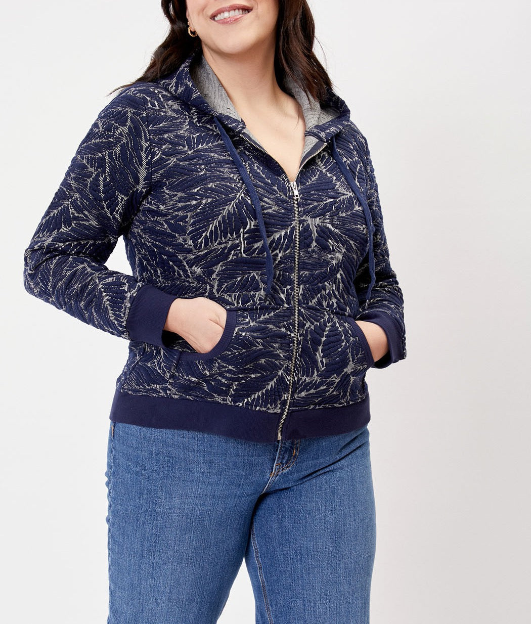 Sweat zippé maille jacquard YUMI