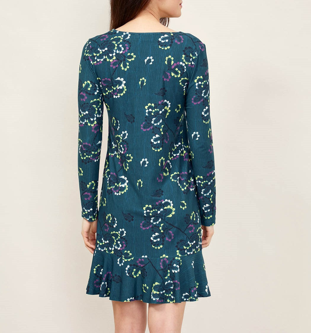 Robe imprimée trapèze peau de pèche ENKA