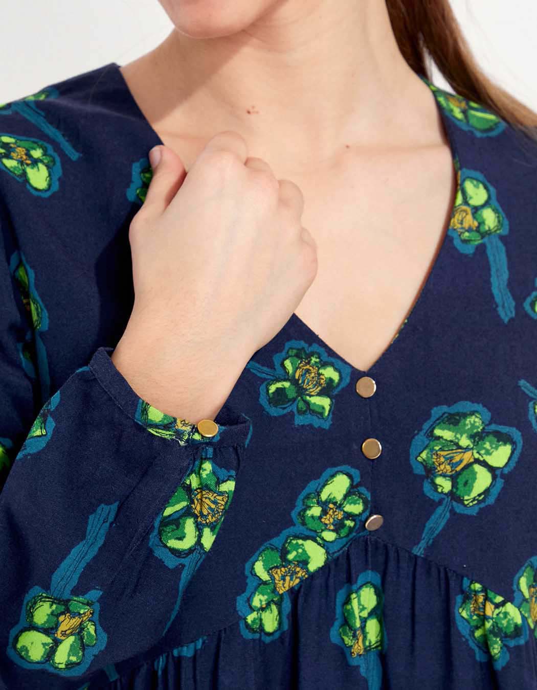Blouse fluide evasée imprimée AMRITA