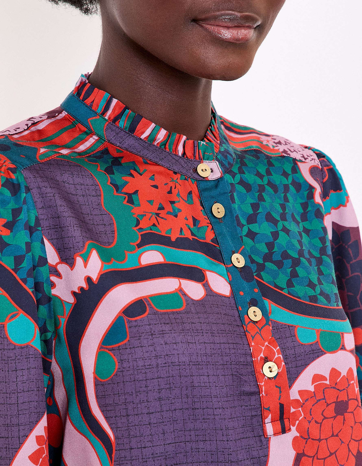 Blouse imprimée fluide volants BILL
