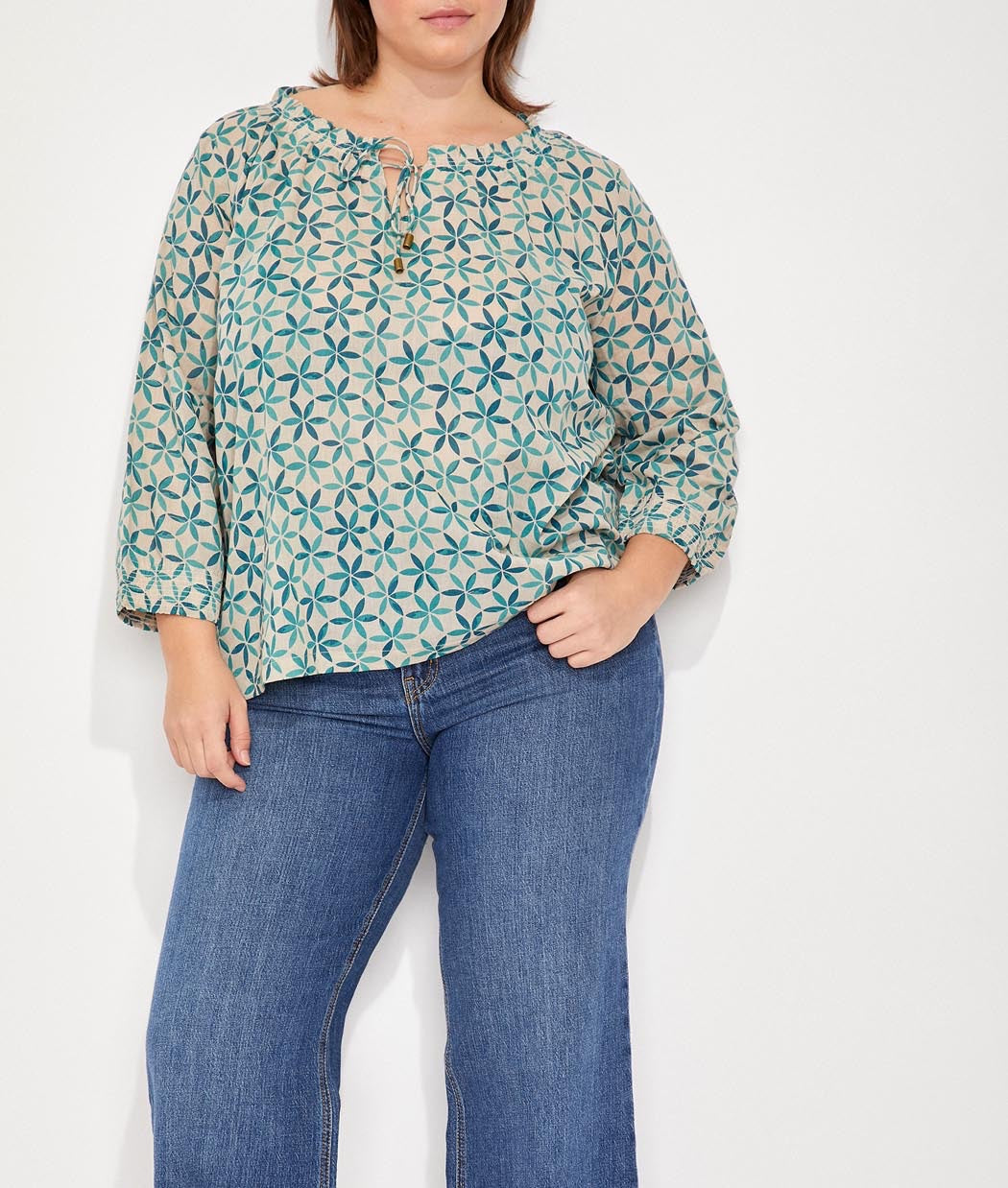 Blouse imprimée voile de coton bio ample MEHAN