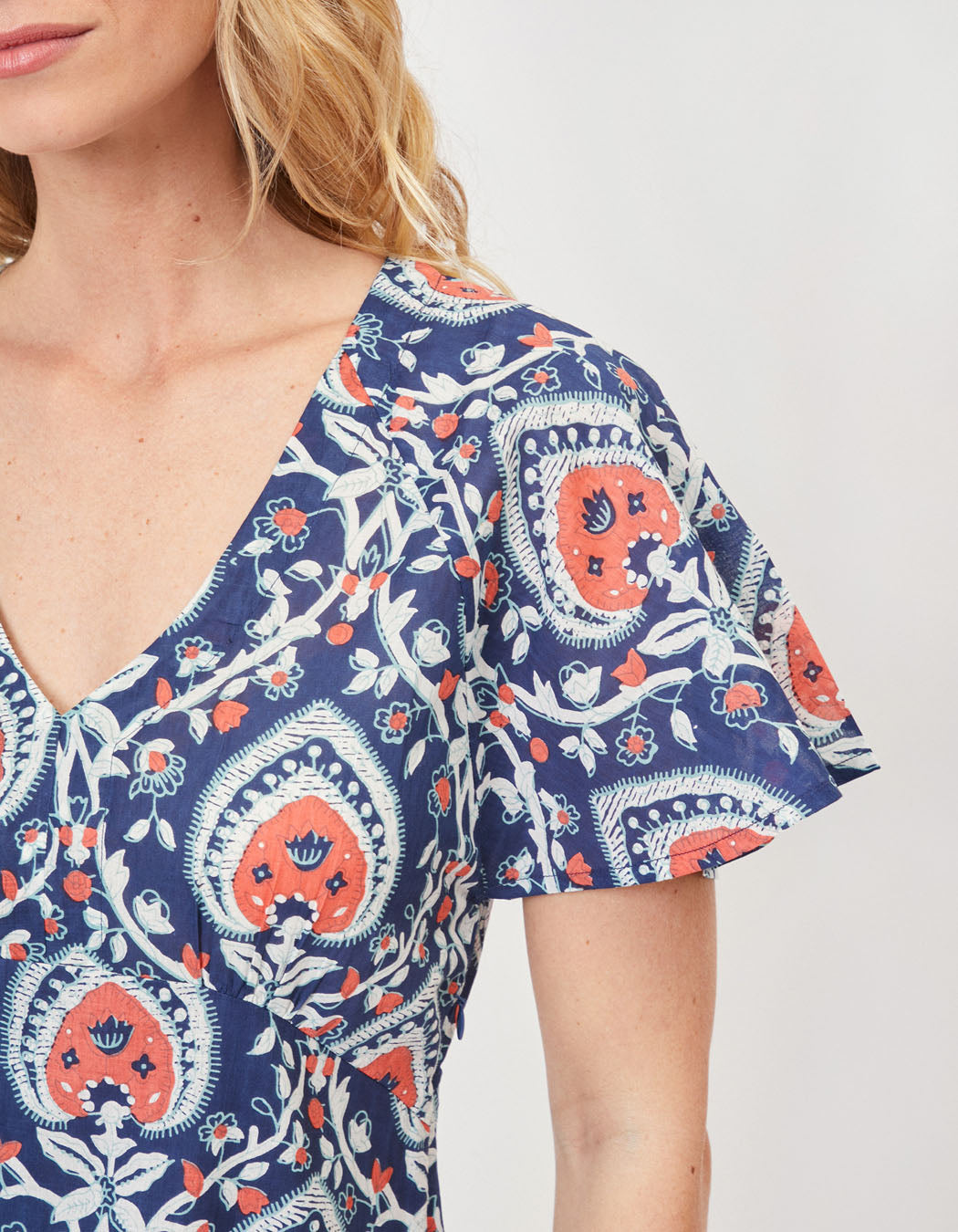 Robe midi imprimée voile de coton bio DAMANA
