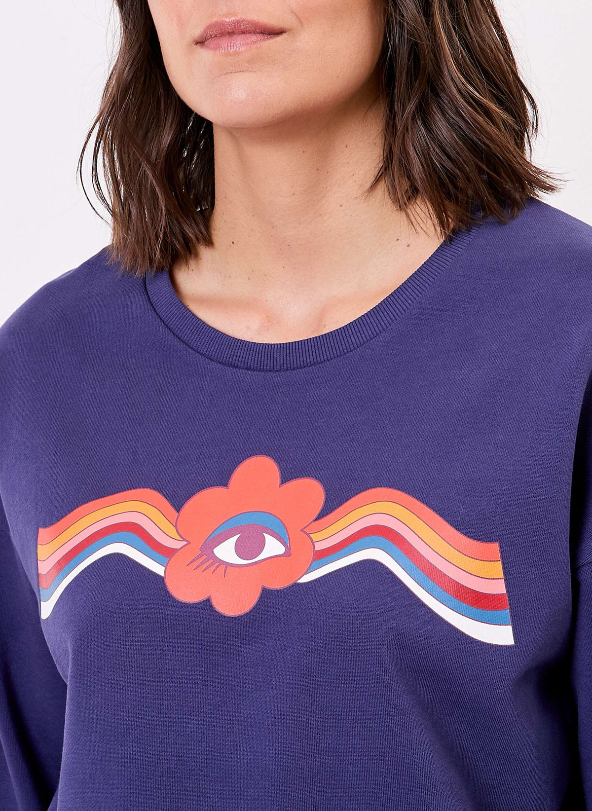 Sweat coton bio col rond PRUNE