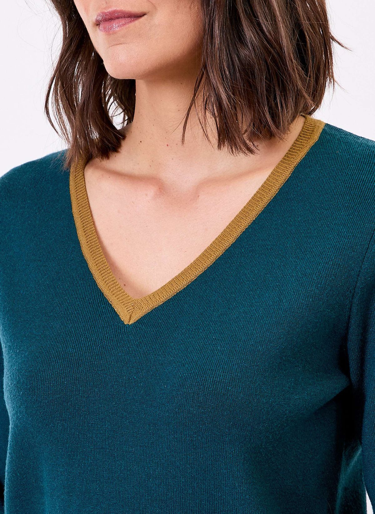 Pull maille épaisse col V ELI