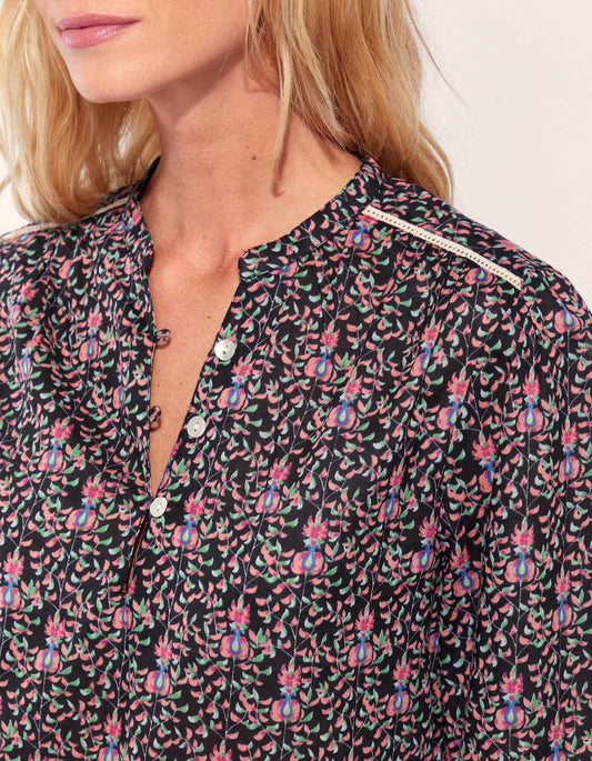 Blouse imprimée coton bio col tunisien RENATA