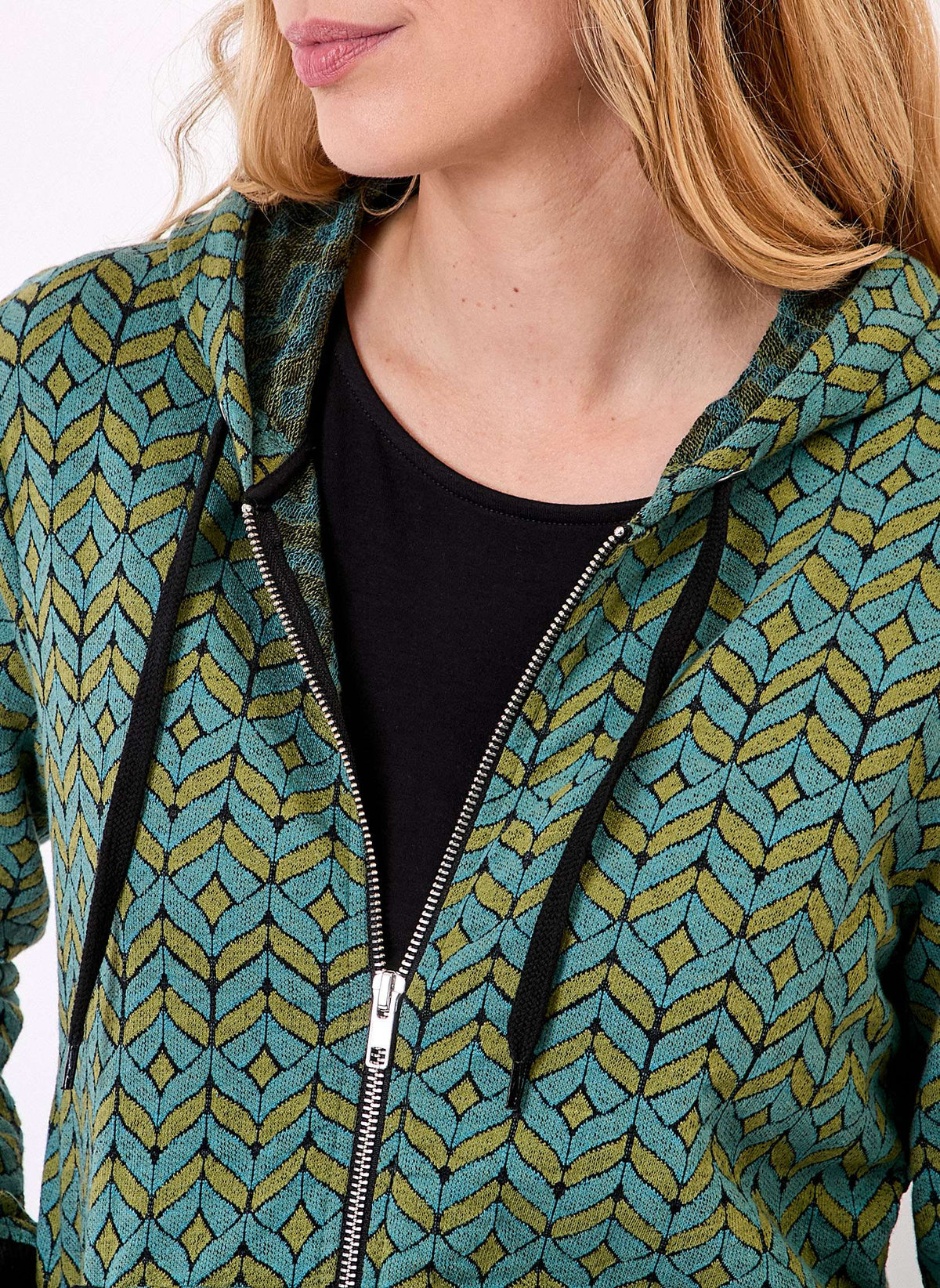 Sweat zippé maille jacquard YUMI
