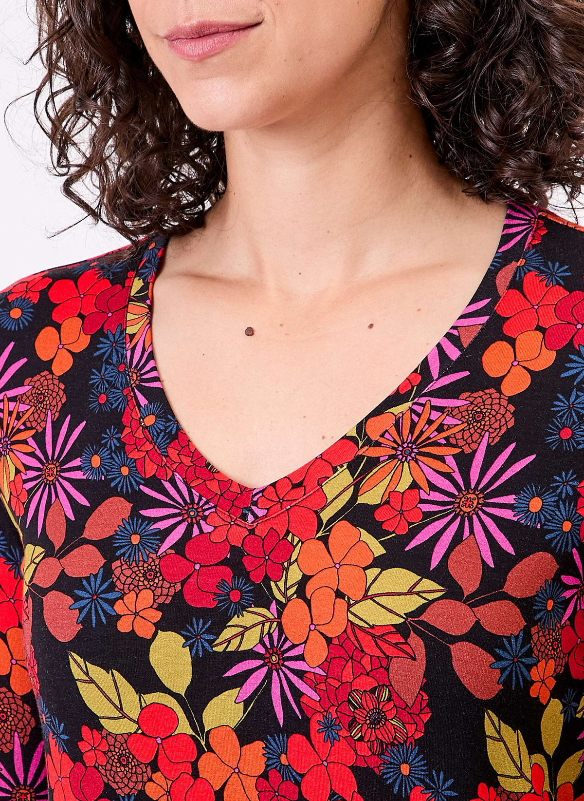 T-shirt imprimé maille fluide col V JULIA