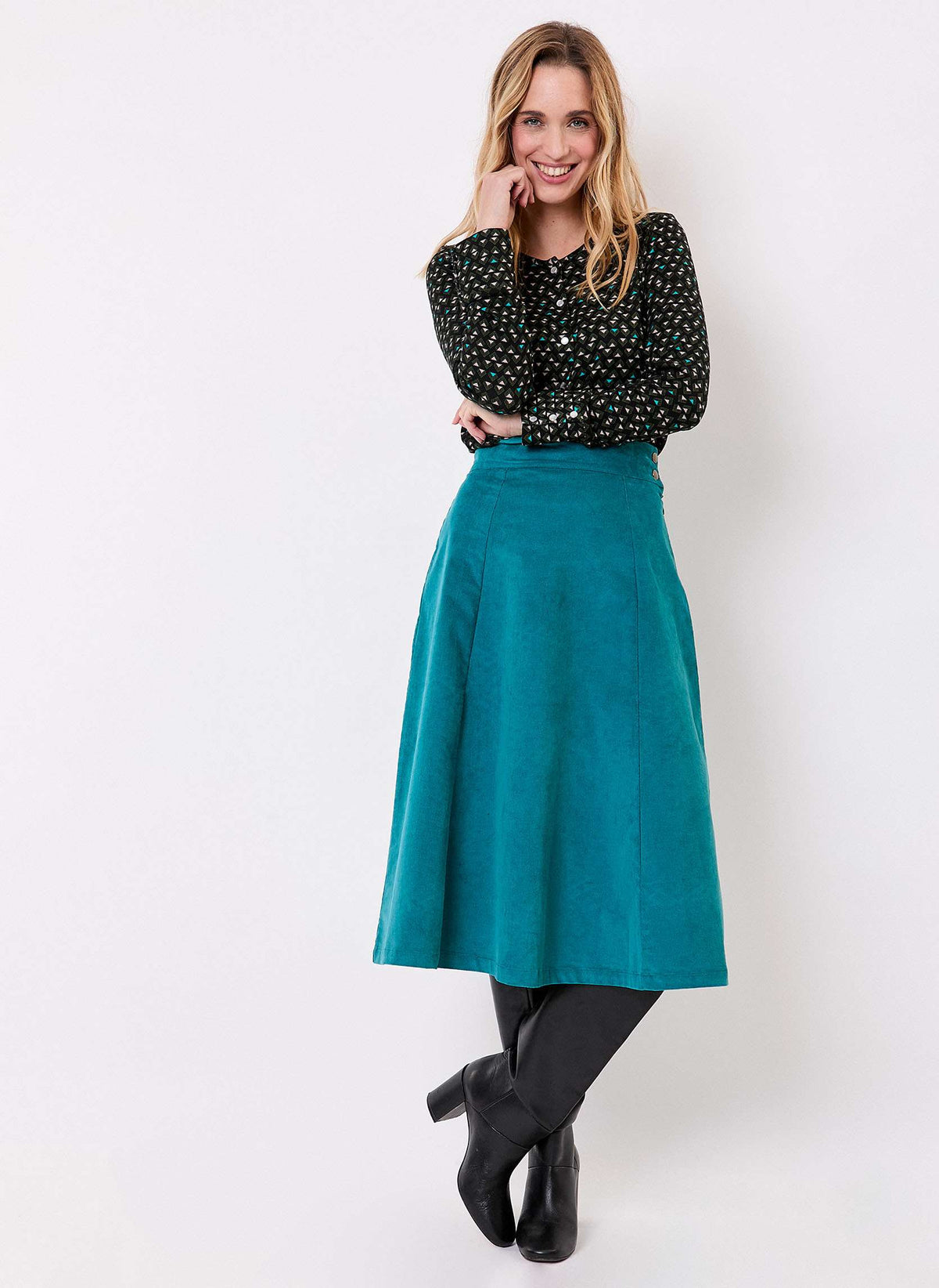 Jupe midi évasée velours bio KIMEE