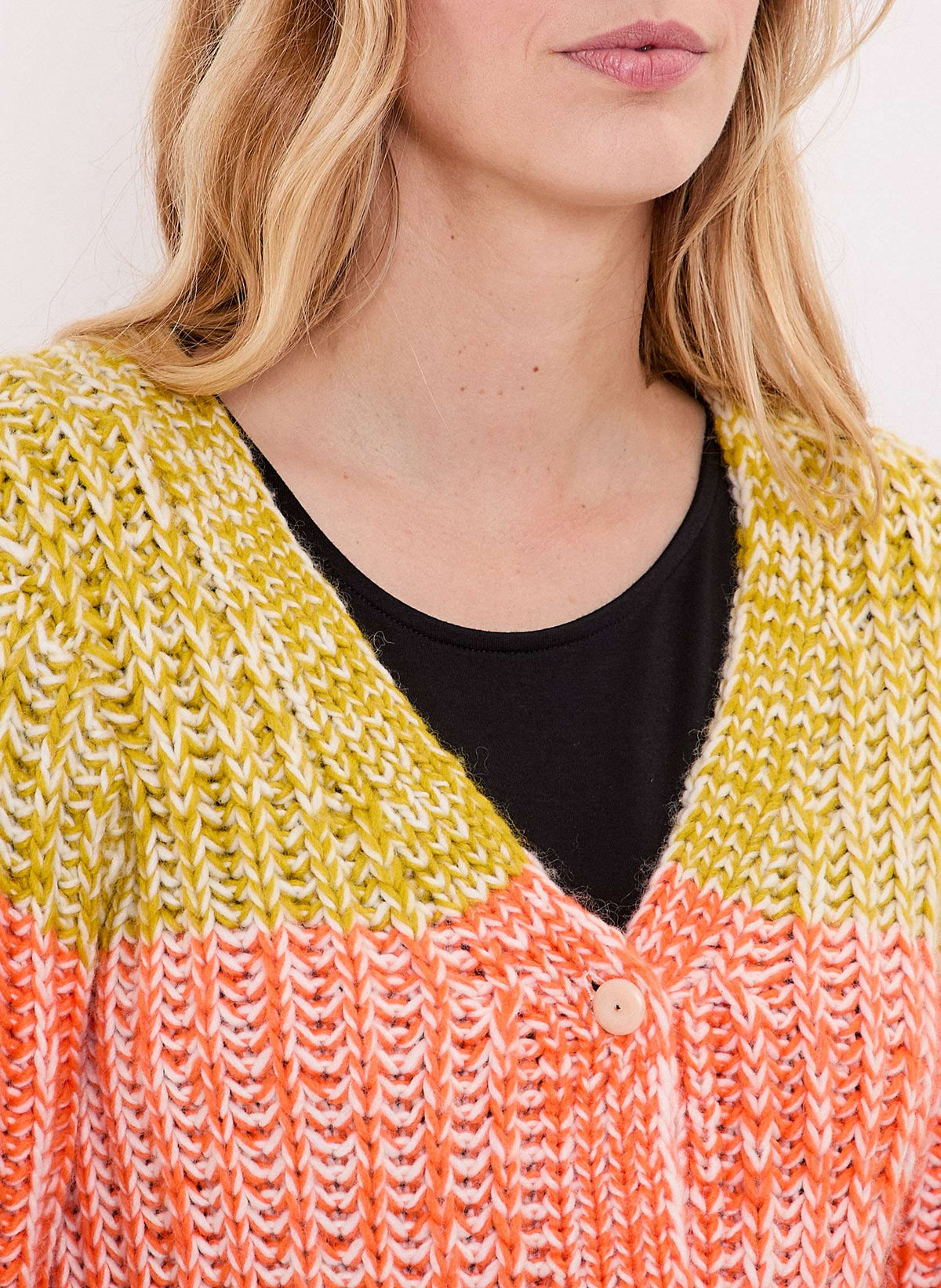 Gilet grosse maille chinée rayures PATORI