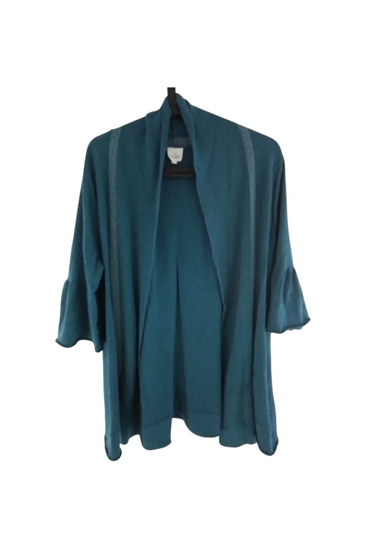 Gilet coupe large manches 3/4 bleu canard