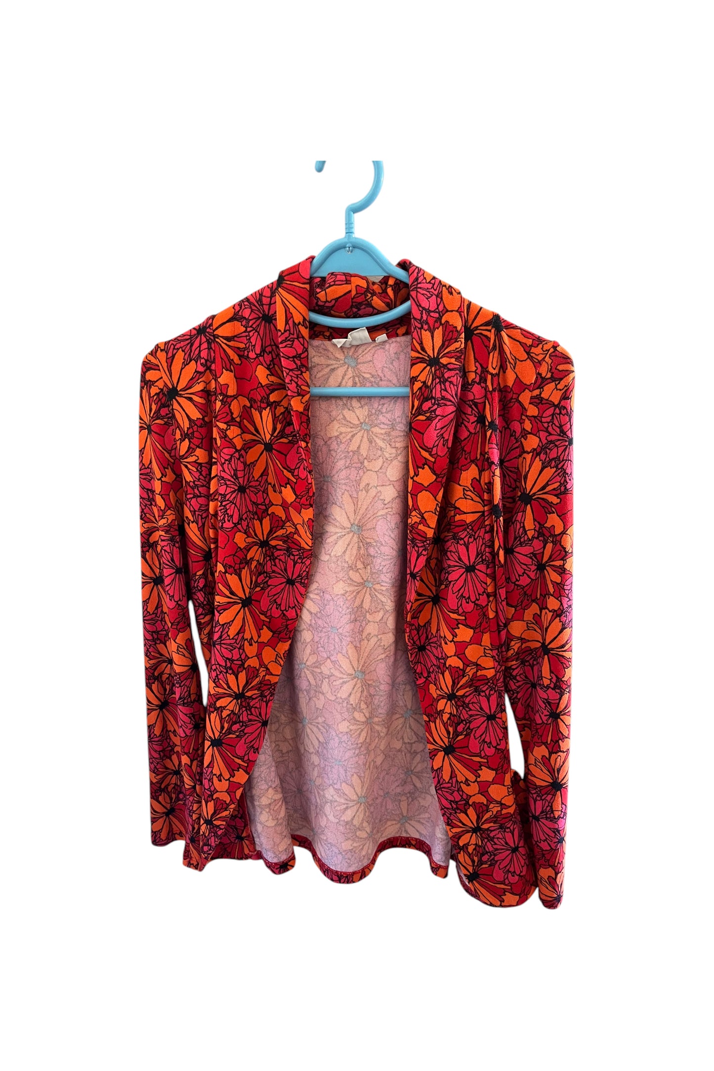 Veste fluide fleurs rouge et orange