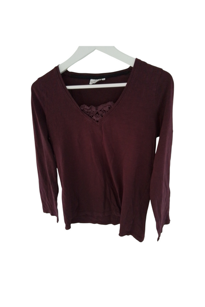 Tee-shirt coton biologique manches longues coloris prune