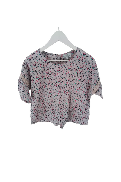 Top coton imprimé manches 3/4 avec guipures
