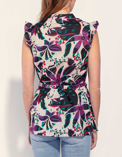 Blouse imprimée sans manche coton bio ARCELIO