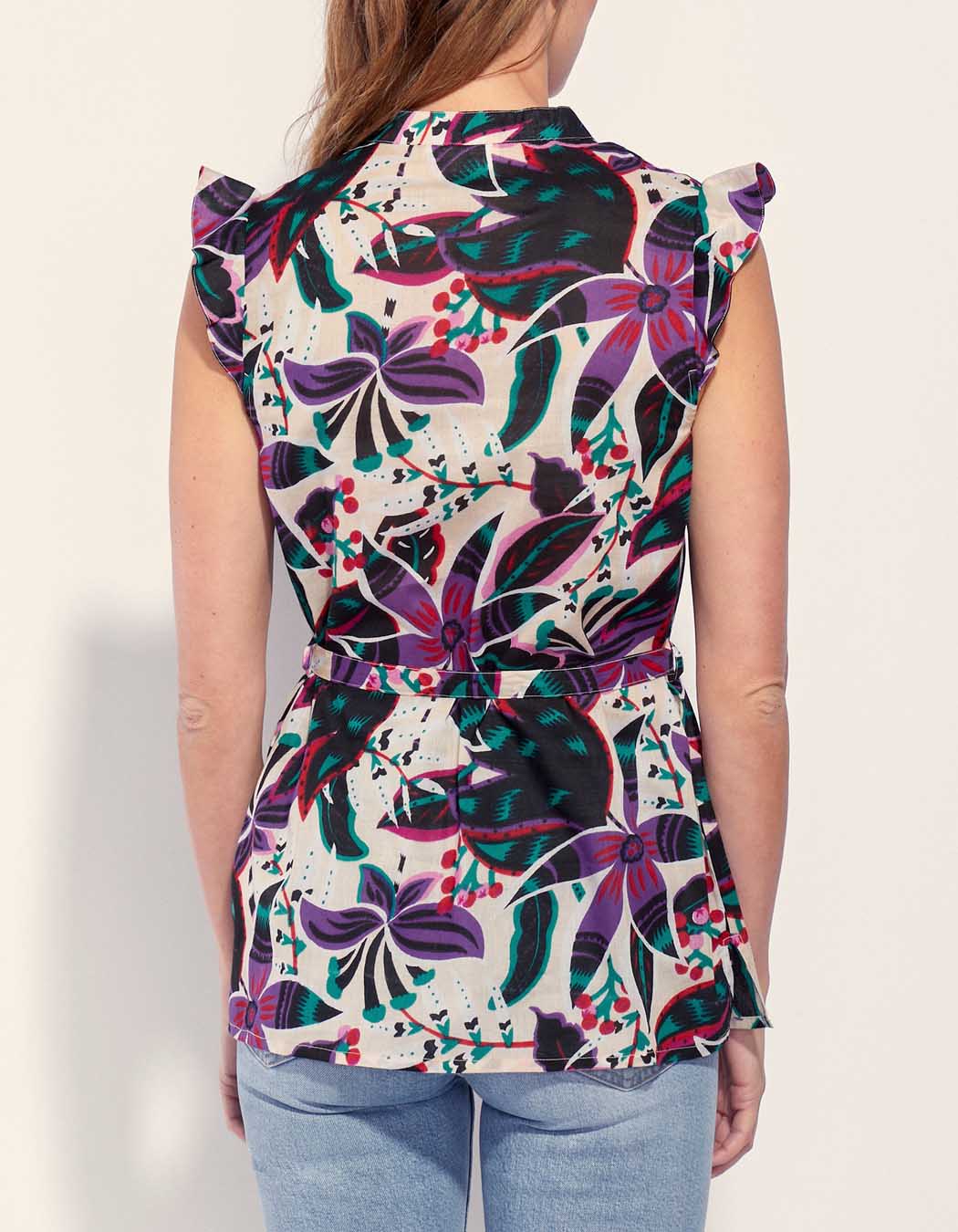 Blouse imprimée sans manche coton bio ARCELIO