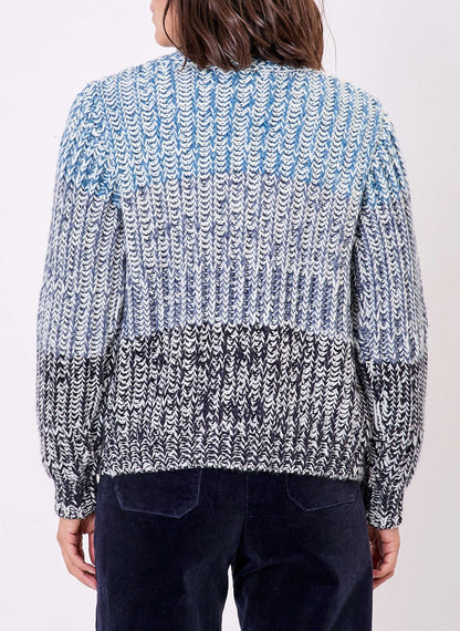 Gilet grosse maille chinée rayures PATORI