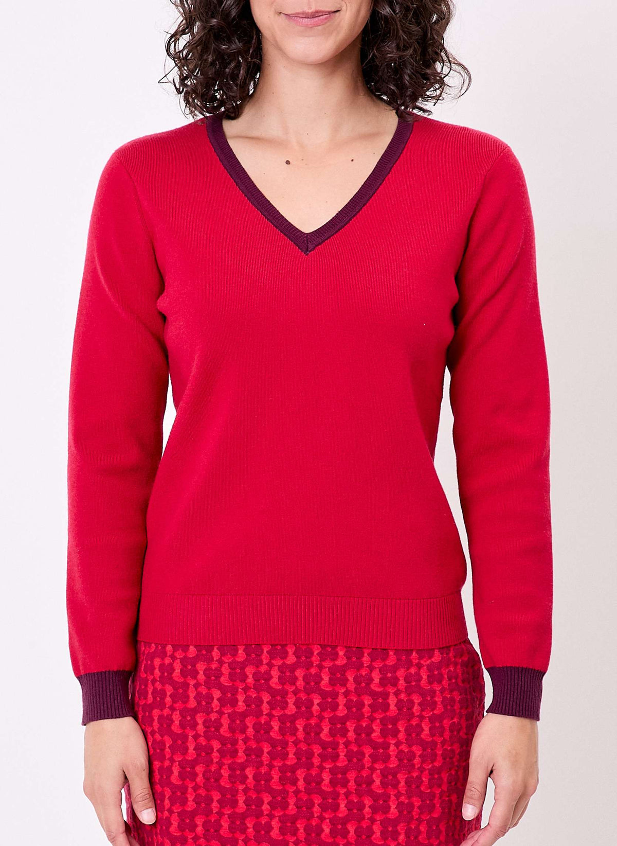 Pull maille épaisse col V ELI