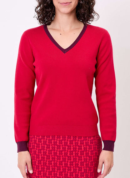 Pull maille épaisse col V ELI