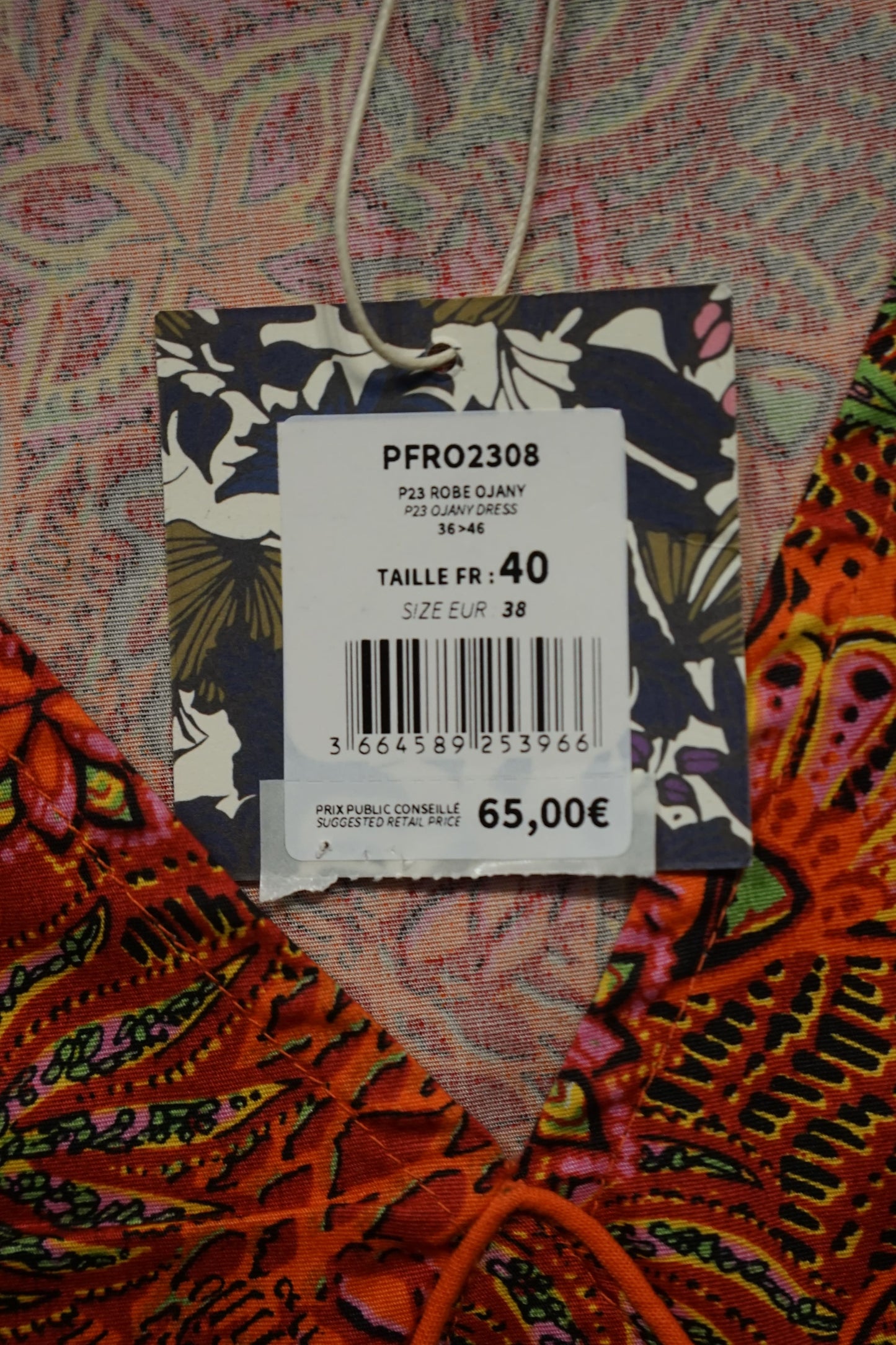 Robe coton imprimé col V sans manche OJANY