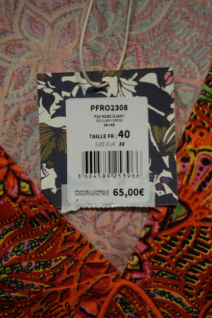 Robe coton imprimé col V sans manche OJANY
