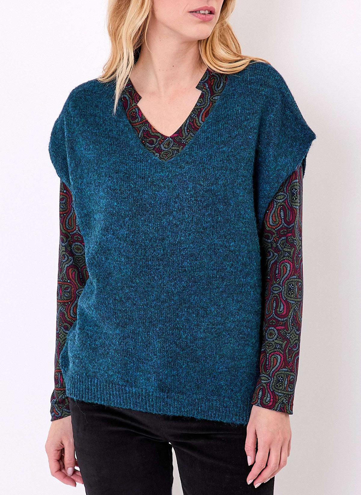 Pull tricot sans manche uni DAKILA