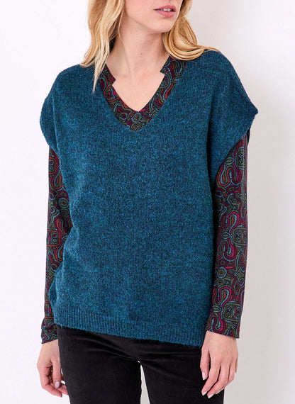 Pull tricot sans manche uni DAKILA