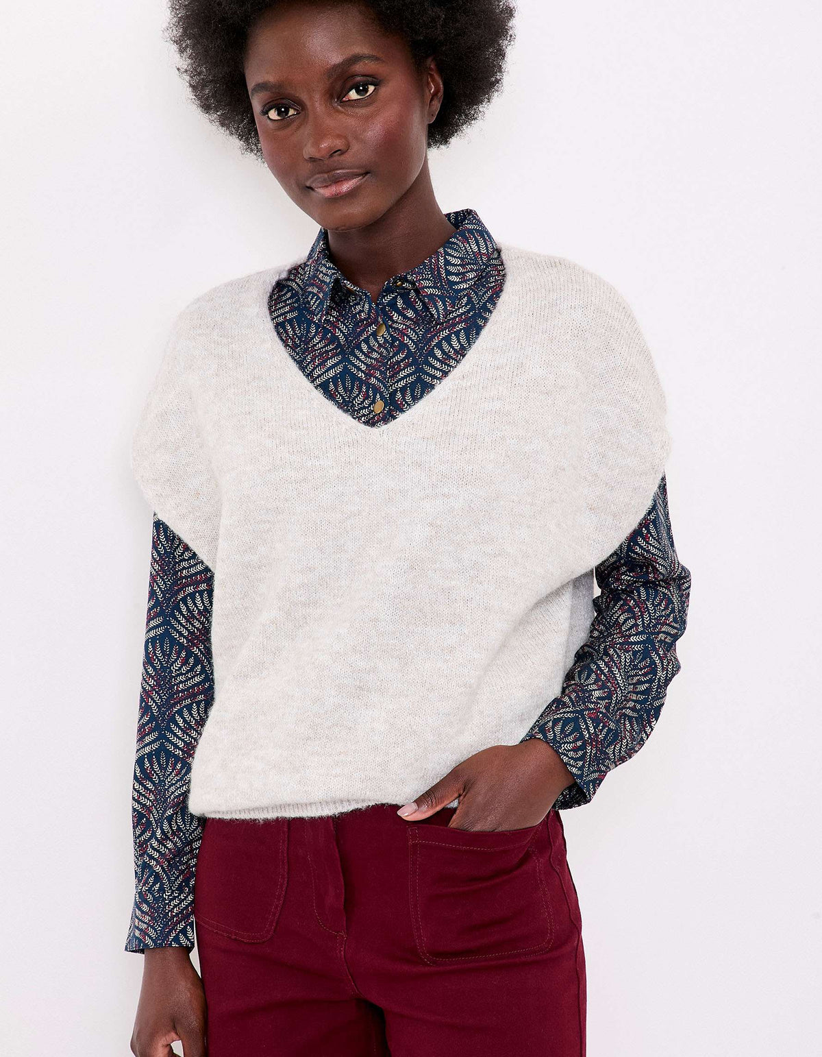 Pull tricot sans manche uni DAKILA