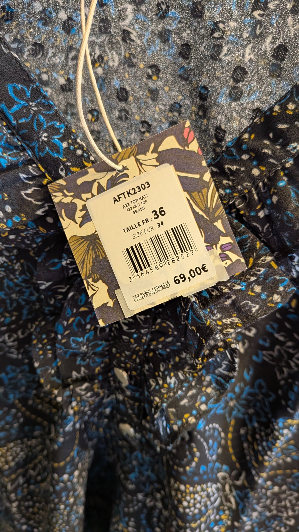 Blouse fluide imprimée col volanté KATI