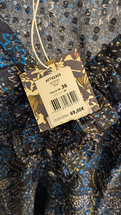 Blouse fluide imprimée col volanté KATI