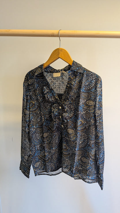 Blouse fluide imprimée col volanté KATI
