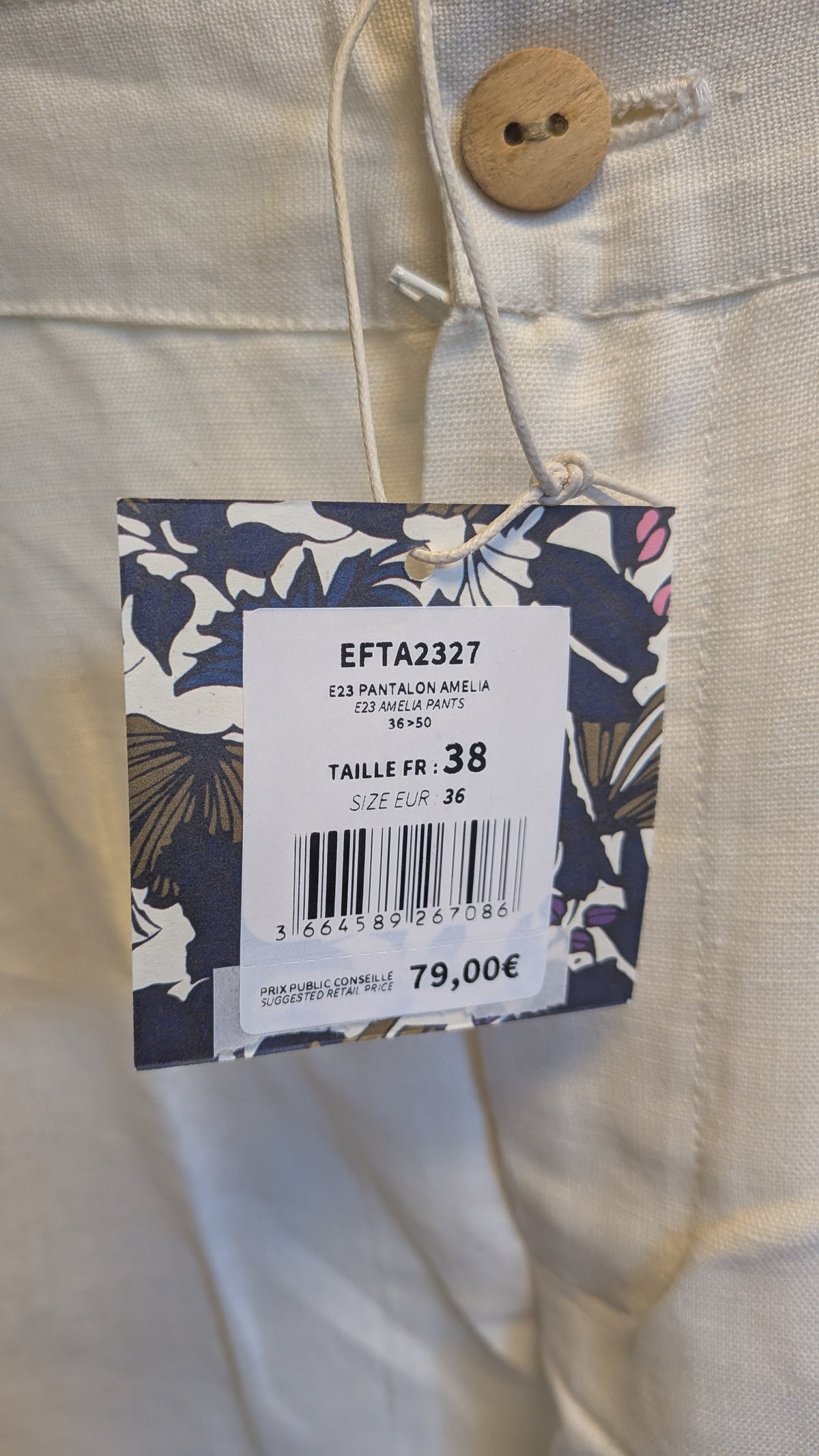 Pantalon large coton lin taille haute AMELIA